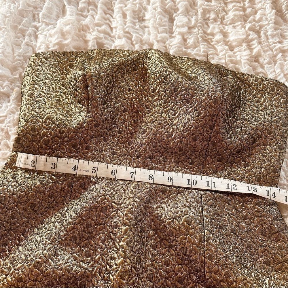 NWT Eight Sixty Black Gold Brocade Strapless Mini Dress Large Cocktail Party - Picture 6 of 9